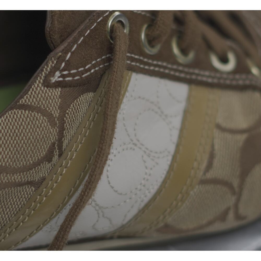 Coach Meagan A1112 Signature C Suede Sneakers Brown Khaki Women’s 9M No Lining - Picture 12 of 15